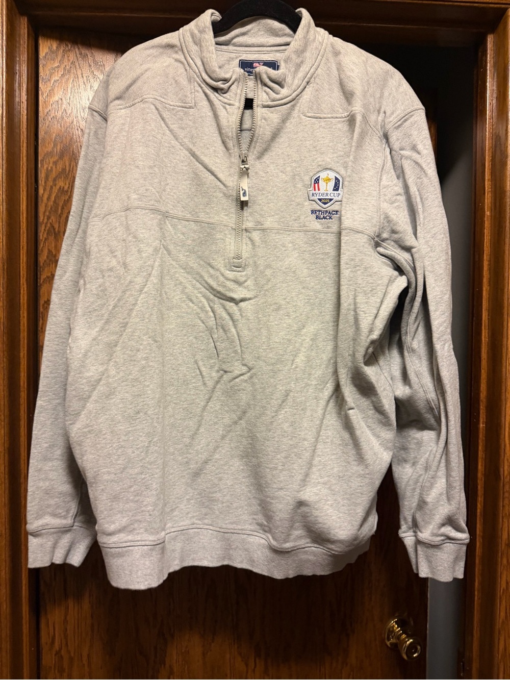 Vineyard Vines Light Gray Quarter-Zip Ryder Cup Pullover